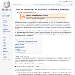 Wikipedia Directive concernant les marchés d'instruments financiers
