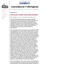 Amendment I (Religion): John Locke, A Letter concerning Toleration