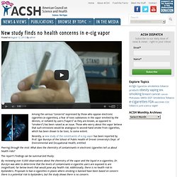 New study finds no health concerns in e-cig vapor