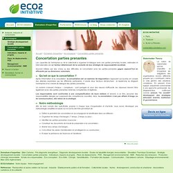 Concertation parties prenantes - ECO2 Initiative - Services pour le développement durable