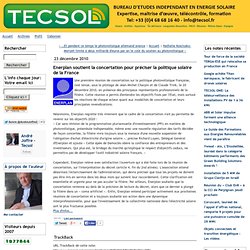 23/12/10 Enerplan soutient la concertation pour préciser la politique solaire de la France - tecsol