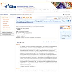 EFSA 22/04/14 Conclusion on the peer review of the pesticide human health risk assessment of the active substance chlorpyrifos