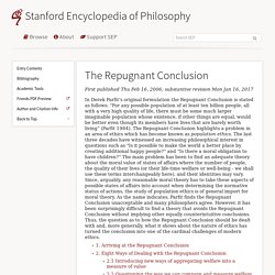 The Repugnant Conclusion (Stanford Encyclopedia of Philosophy)