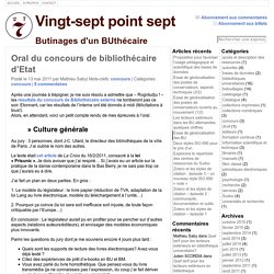 Oral du concours de bibliothécaire d’Etat « Vingt