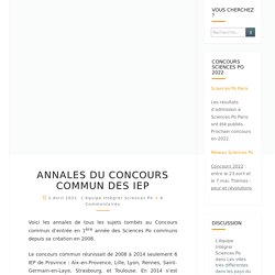 ANNALES DU CONCOURS COMMUN DES IEP