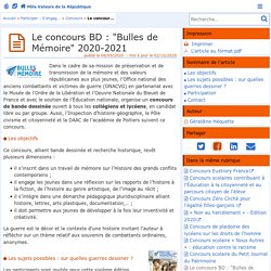 Le concours BD : "Bulles de Mémoire" 2020-2021 - Pôle Valeurs de la République