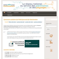 Concours scolaire du meilleur petit journal du patrimoine (Date limite : 31 décembre 2017)