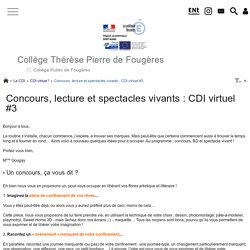 Concours, lecture et spectacles vivants : CDI virtuel #3 - Collège Thérèse Pierre de Fougères