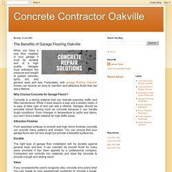 Concrete Contractor Oakville : The Benefits of Garage Flooring Oakville