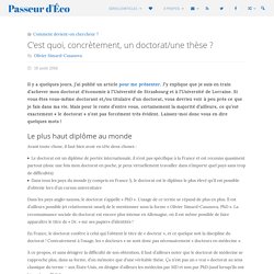 C'est quoi, concrètement, un doctorat/une thèse ? » Passeur d'Éco