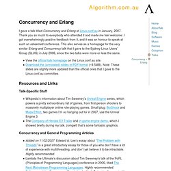Algorithm.com.au - Concurrency + Erlang