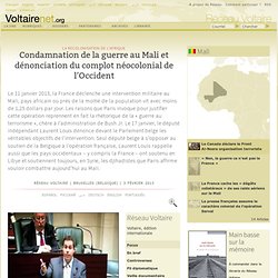 Condamnation de la guerre au Mali et dénonciation du complot néocolonial de l’Occident