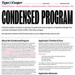 Type@Cooper – Condensed Program in Typeface Design