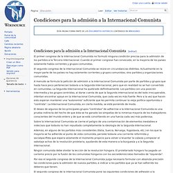 Condiciones para la admisión a la Internacional Comunista