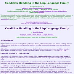 ``Condition Handling in the Lisp Language Family'' c by Kent Pit