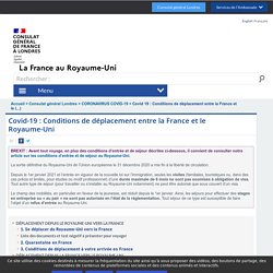 Covid-19 : Conditions de déplacement entre la France et le (...)
