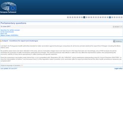 PARLEMENT EUROPEEN - Réponse à question E-003931-17 Conditions for export and bluetongue