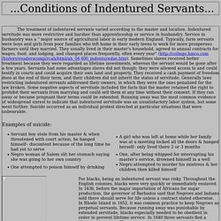 Conditions of Indentured Servants