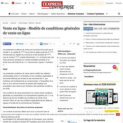 Contrat de vente : Vente en ligne - Modèle de conditions générales de vente en ligne