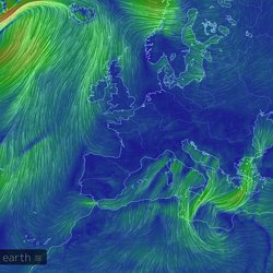 une carte mondiale des conditions de vent, météorologiques et océaniques