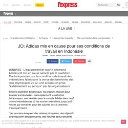 JO: Adidas mis en cause pour ses conditions de travail en Indonésie