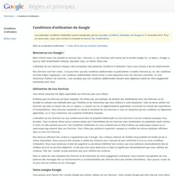 Conditions d’utilisation de Google – Règles de confidentialité et conditions d’utilisation – Google