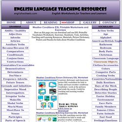 Weather Conditions ESL Printable Worksheets and Exercises