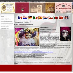Carnaval de Venise - Masques et Costumes - Confection des masques - Description de quelques masques