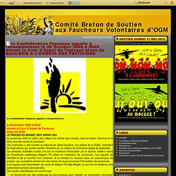 la Confédération Paysanne appelle à rassemblement le 29 Octobre 2009 à 8h30 devant la Cour d'Appel de Toulouse place du Salin-NON A L'OMERTA DES PESTICIDES
