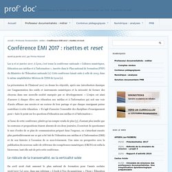 Conférence EMI 2017 : risettes et reset - prof' doc'