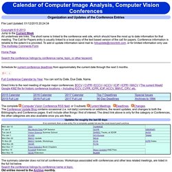 Conference Calendar for Computer Vision, Image Analysis and Related Topics