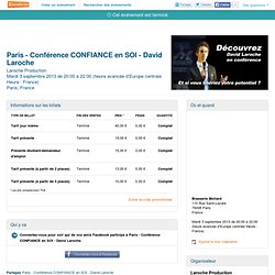 Paris - Conférence CONFIANCE en SOI - David Laroche Billets, Paris - Eventbrite