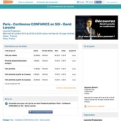 Paris - Conférence CONFIANCE en SOI - David Laroche Billets, Paris - Eventbrite