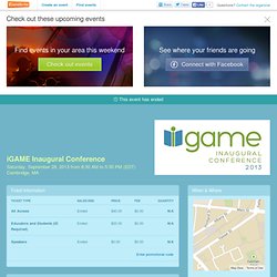 iGAME Inaugural Conference Tickets, Cambridge