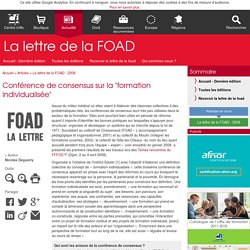 Conférence de consensus sur la "formation individualisée" - La lettre de la FOAD