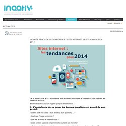 COMPTE RENDU DE LA CONFERENCE "SITES INTERNET, LES TENDANCES EN 2014