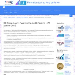 Retour sur : Conférence de S.Sarazin - 23 janvier 2019