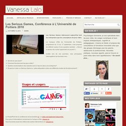 Les Serious Games, Conférence à L’Université de Poitiers 2010