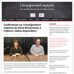 Conférences sur l’enseignement explicite de Steve Bissonnette à l’UMons: vidéos disponibles ! – Enseignement Explicite