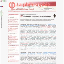 Colloques, conférences et réunions - φ - La philosophie dans l'Académie de Créteil -