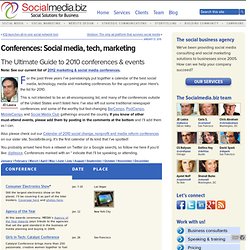 Calendar for 2010 conferences &amp; events