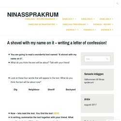 A shovel with my name on it – writing a letter of confession! – ninassprakrum