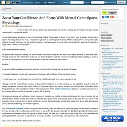 Boost Your Confidence And Focus With Mental Game Sports Psychology