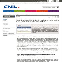 Google, Cnil et les données