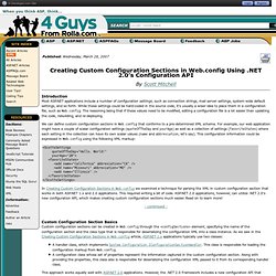 Creating Custom Configuration Sections in Web.config