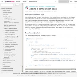 Adding a configuration page