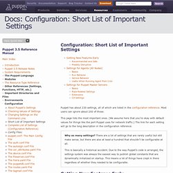 Configuration: Short List of Important Settings