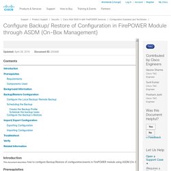 Configure Backup/ Restore of Configuration in FirePOWER Module through ASDM (On-Box Management)
