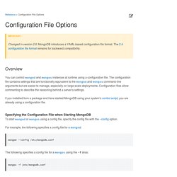 Configuration File Options — MongoDB Manual 2.6.7