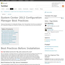System Center 2012 Configuration Manager Best Practices - TechNet Articles - United States (English)